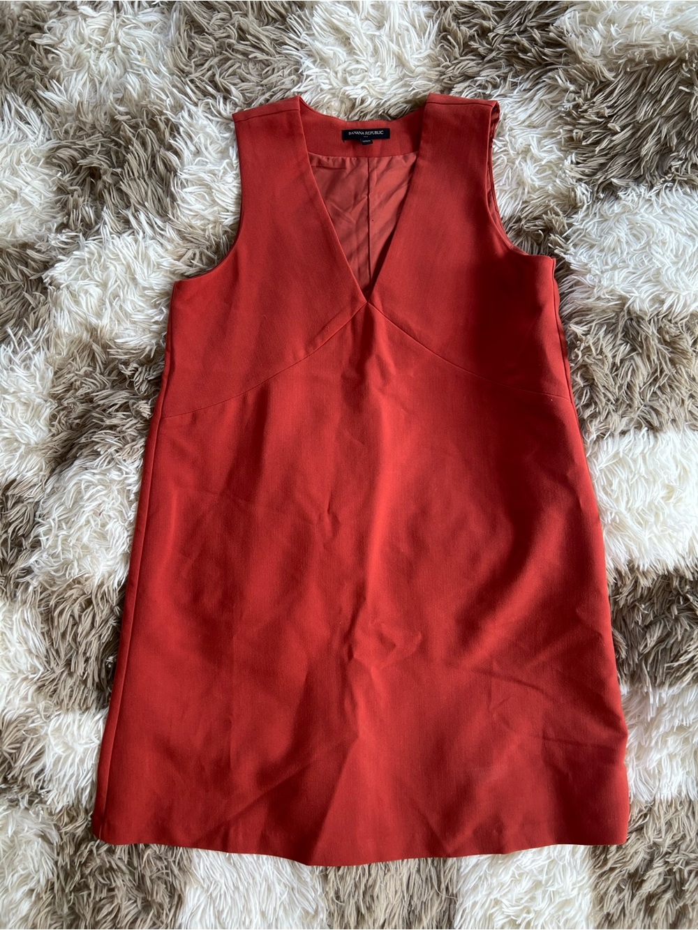 Banana Republic Sleeveless V-Neck Midi Dress in Burnt Orange